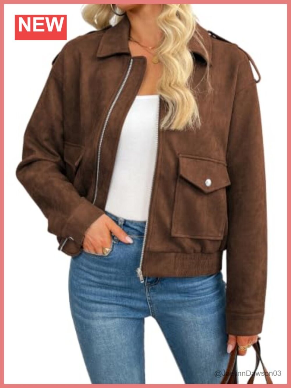 Faux Suede Zip Up Jacket Collar Long Sleeve Lightweight Casual